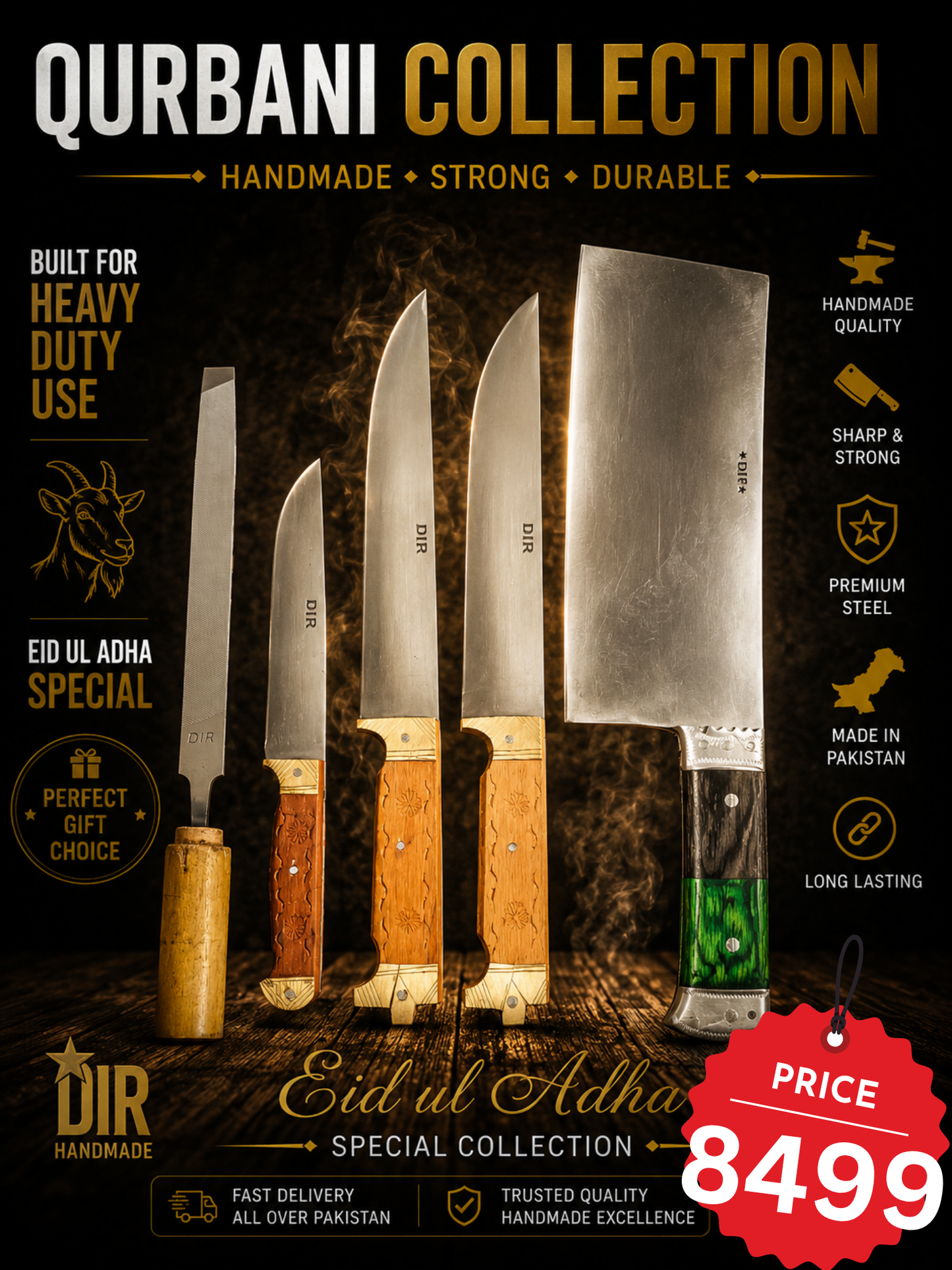 Dir Pure Handmade Cleaver – Heavy Duty Qurbani Edition